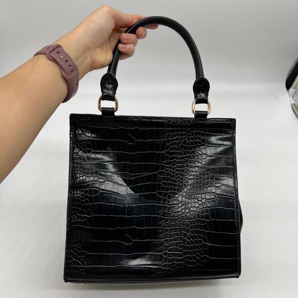 Attitudes by Renee Faux Crocodile Multi-Purpose Lunch Box Black Reptile - Picture 2 of 13